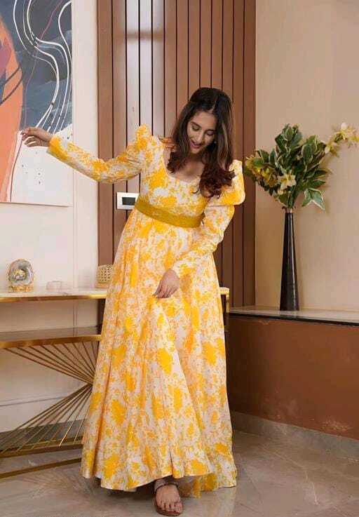 Gopi Georgette Printed Designer Gown Catalog